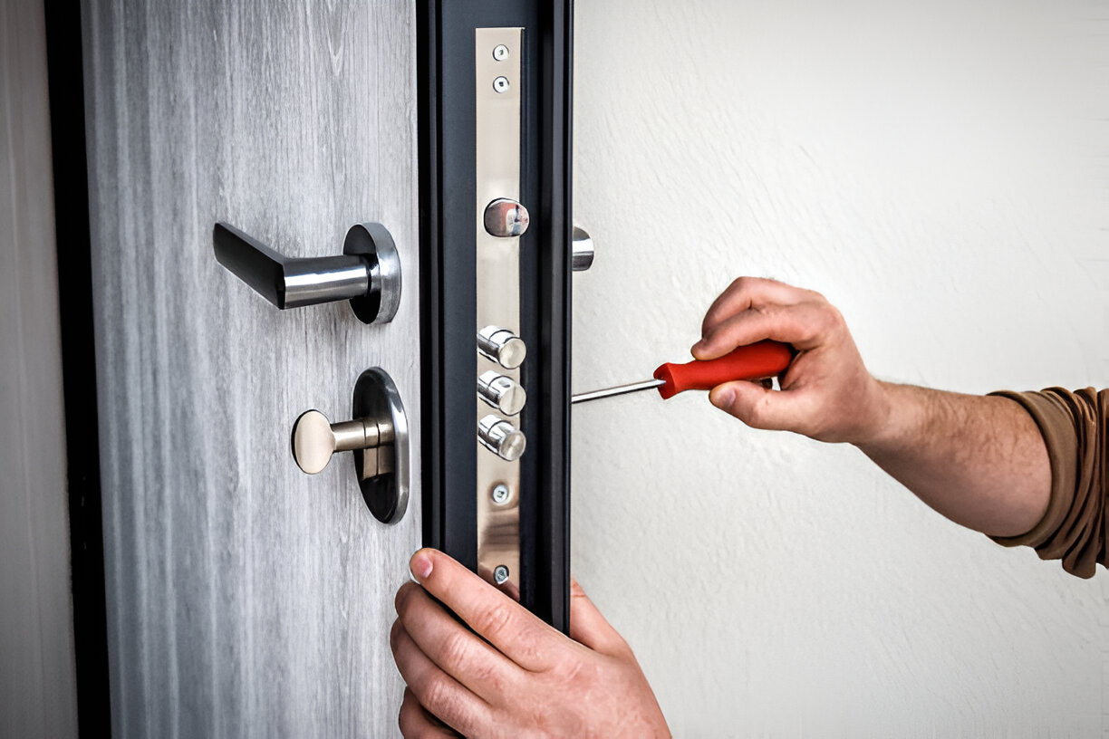 Emergency locksmith service unlocking residential door late at night in Springfield
